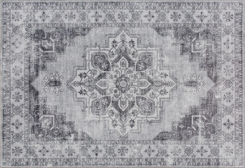 HOMCOM Covor lavabil antiderapant pentru living cu aspect de flanel, 230 x 160 cm, Gri | Aosom Romania