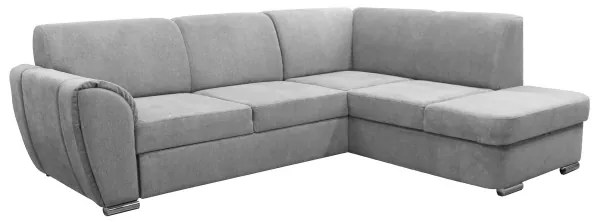 Colțar extensibil în L SERPA, cu spațiu de depozitare, pe partea dreaptă, gri