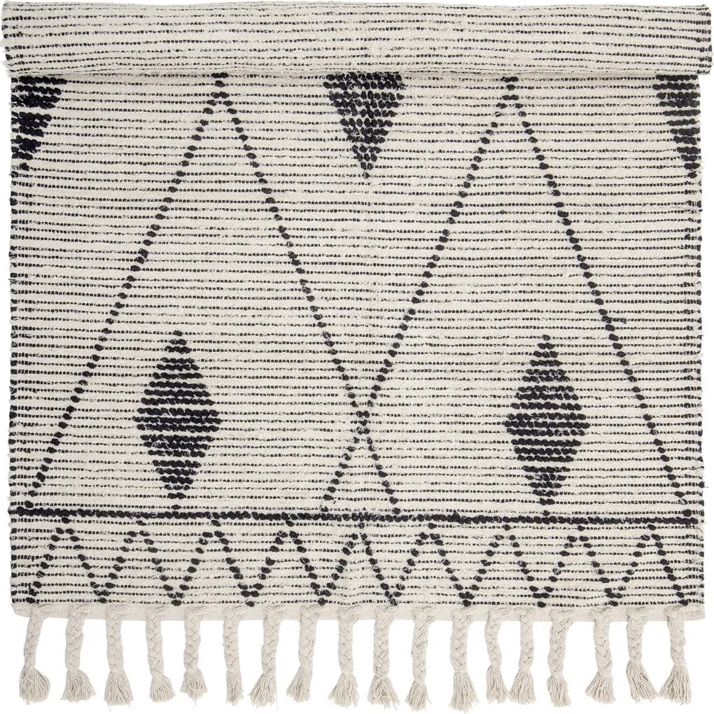 Covor rustic din bumbac cu model țesut, culoare natur, 180×120 cm, „Yuki”
