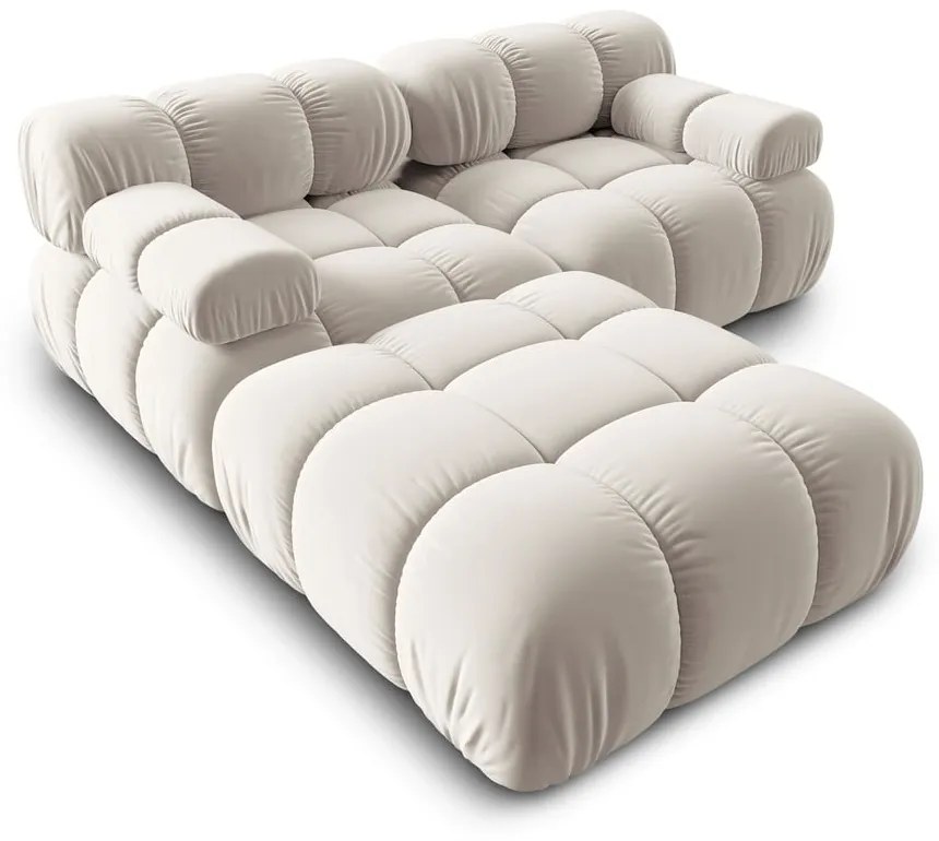 Colțar modular bej cu tapițerie din catifea (cu colț variabil) Bellis – Micadoni