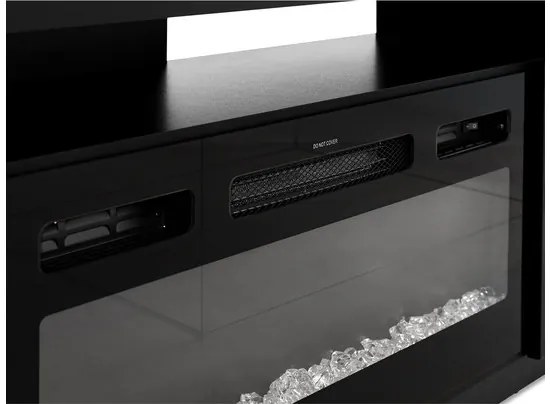 Dulap TV cu șemineu Anaceta (Alb + lucios Alb) (cu iluminat LED). Promo -16%. 1106159