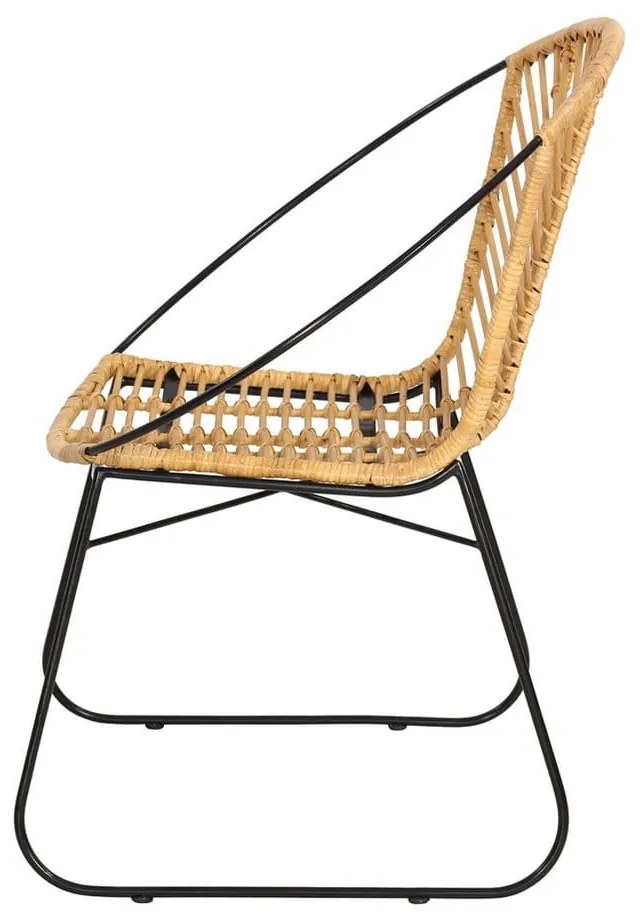 Set 2 scaune din ratan Carla și masă neagră Strong - Bonami Essentials