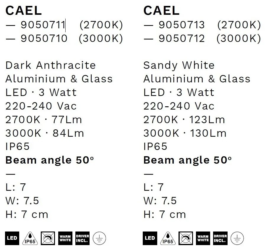 Spot LED incastrat iluminat exterior IP65 CAEL 3000K antracit