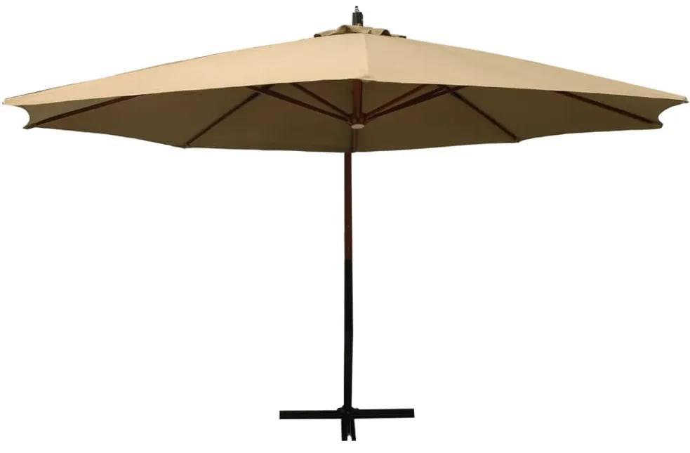 Umbrela de soare suspendata stalp din lemn 350 cm taupe Gri taupe