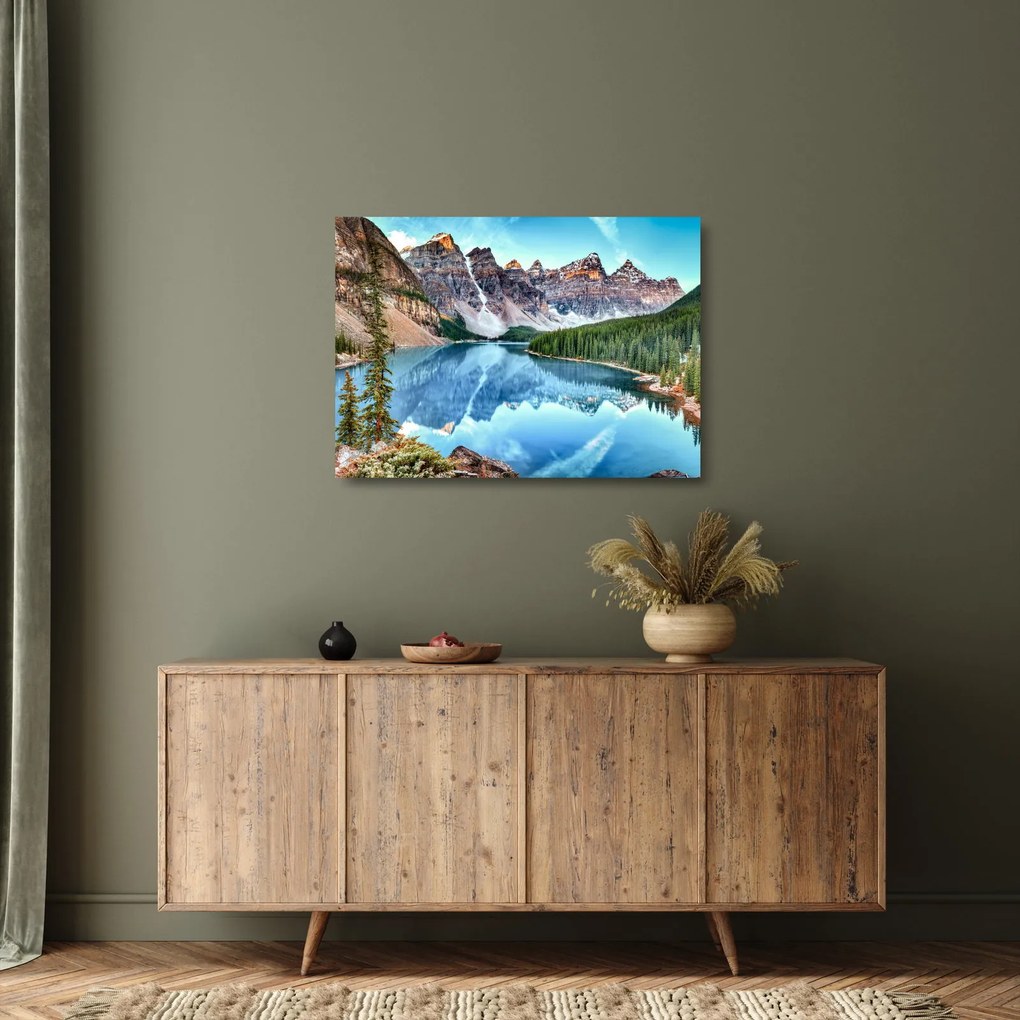 Tablou pe sticlă - Lacul Moraine (70x50 cm)