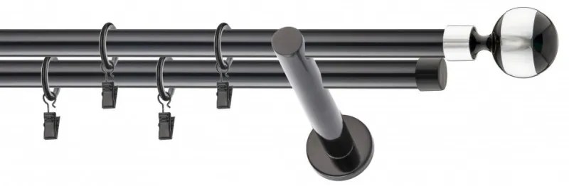 Galerie dubla PICIOR UNIVERSAL MINGE INOX dubla 19/19 - NEGRU (Alege marime: 320 cm)