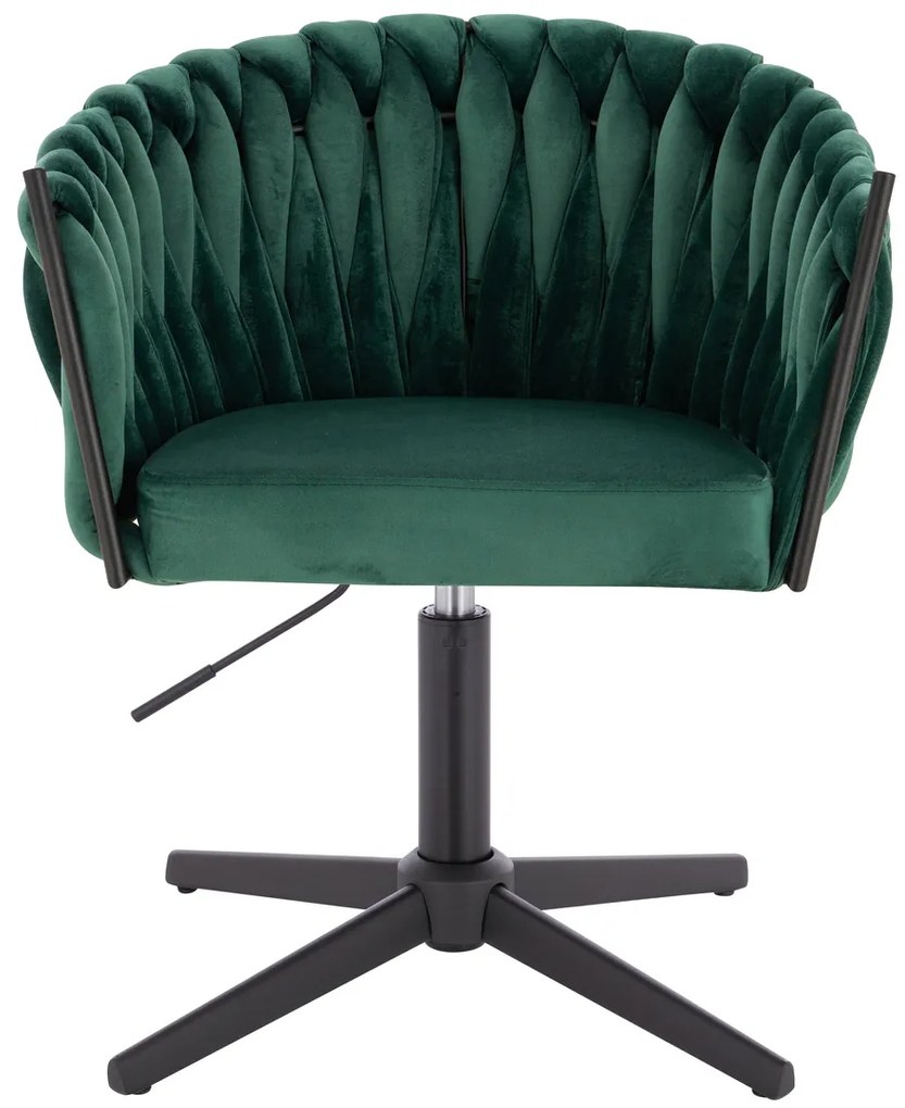 HR750CROSS Scaun Verde din Catifea cu Bază Neagră