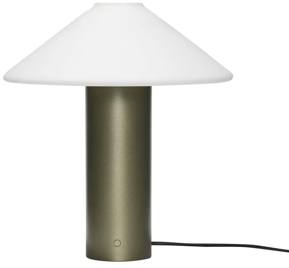 Veioză verde-închis cu abajur din sticlă (înălțime 40 cm) Orbit – Hübsch