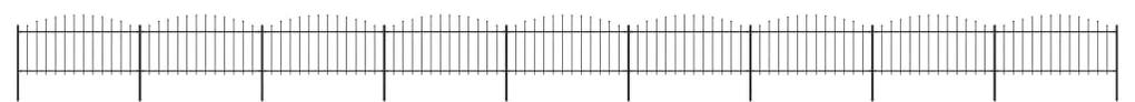Gard de gradina cu varf sulita, negru, (0,5-0,75)x15,3 m otel 1, 50-75 cm, 15.3 m