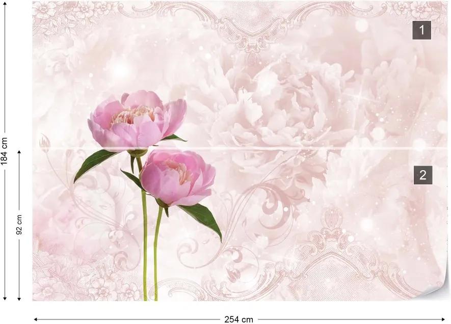 GLIX Fototapet - Soft Flowers Pink Modern Floral Vliesová tapeta  - 254x184 cm
