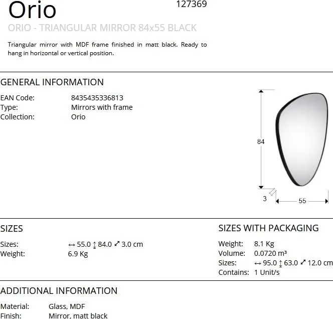 Oglinda decorativa 84x55cm Orio BLACK