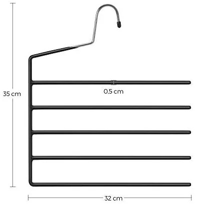 Set de 4 umerase cu 5 bare din metal, Songmics, Negru, 35x32x0.5 cm