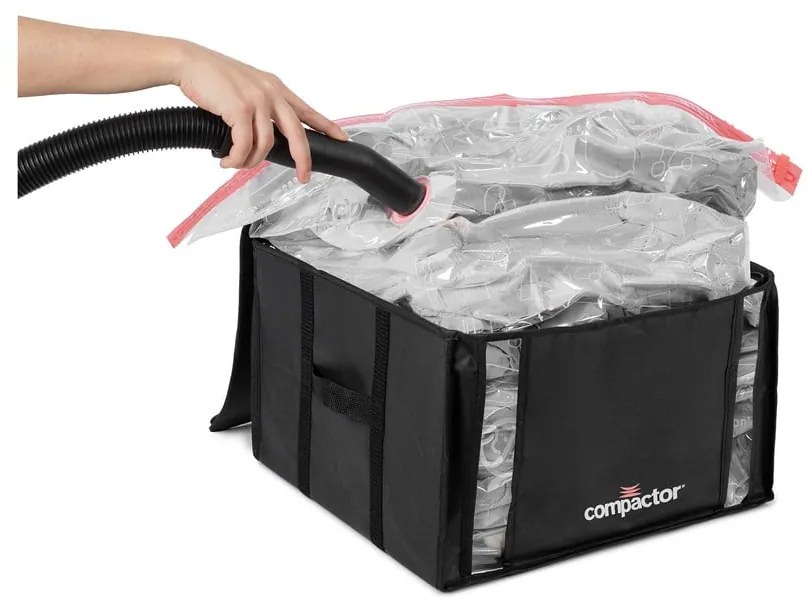 Cutii de depozitare pentru haine 2 buc. din material textil cu vacuum/cu pereți întăriți 42x25x25 cm Black Edition – Compactor
