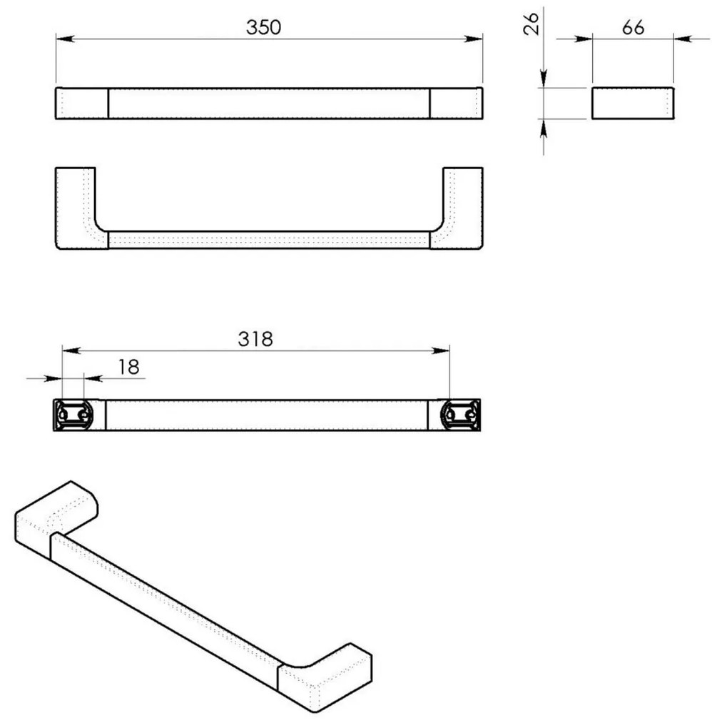 Suport de prosoape GEDY PI213502 Pirenei 35 x 6,6cm , alb mat