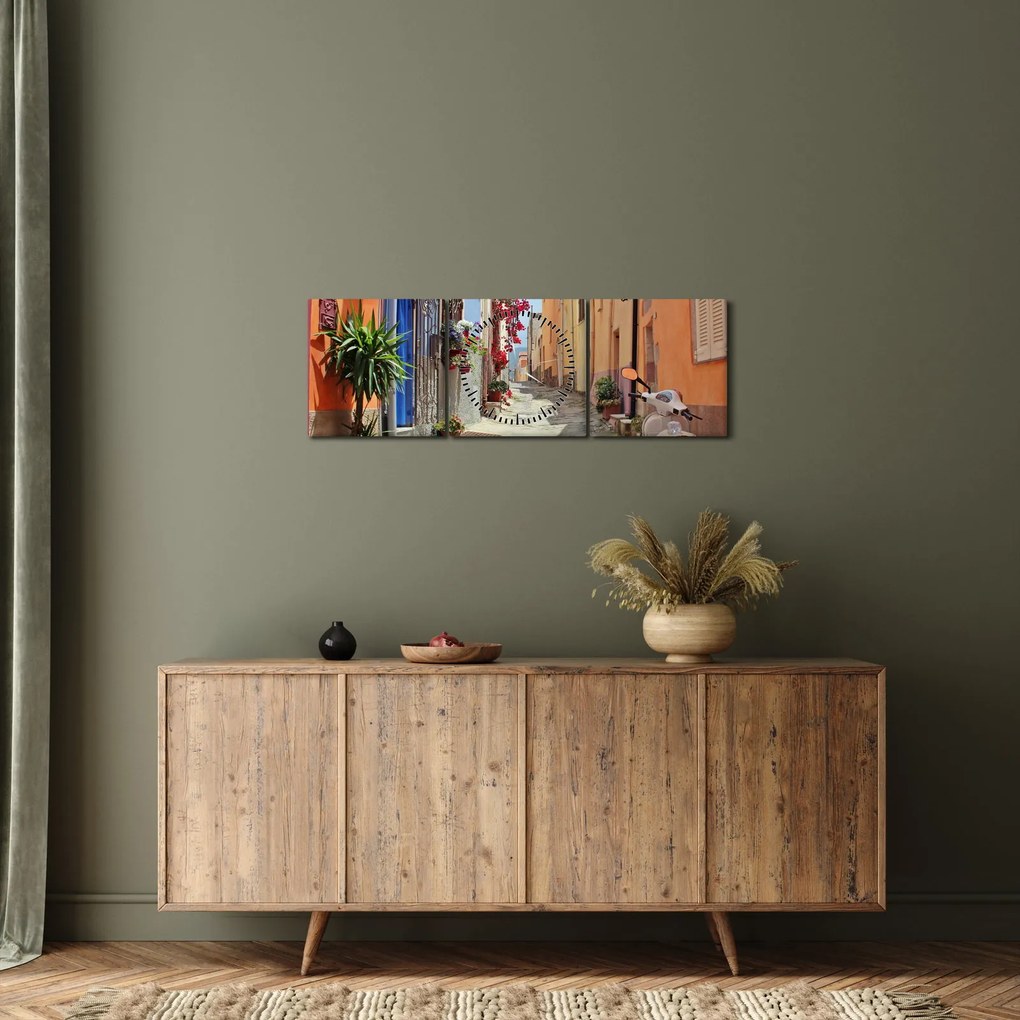 Tablou cu strada din Sardinia (cu ceas) (90x30 cm)