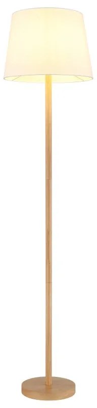Lampadar de podea metal aspect lemn abajur textil alb JORIS
