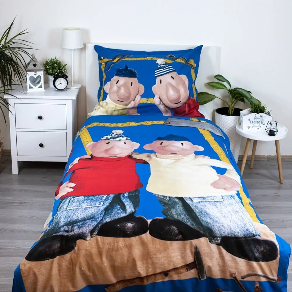 Lenjerie de pat pentru copii din bumbac pentru pat de o persoană 140x200 cm Pat a Mat – Jerry Fabrics