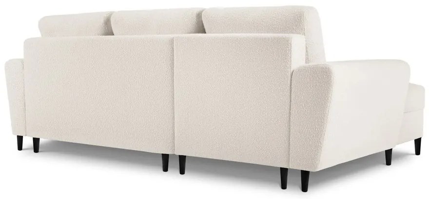 Colțar bej extensibil, cu spațiu de depozitare cu tapițerie din țesătură bouclé (cu colț pe partea stângă, cu șezlong) Kyoto – Cosmopolitan Design