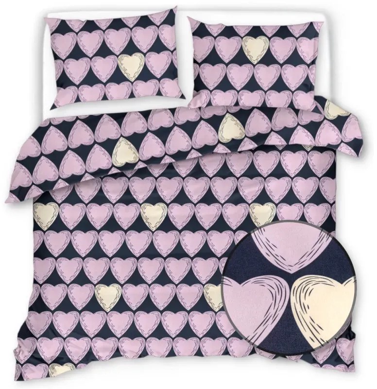 Lenjerie de pat din microfibra VIOLET HEARTS violet deschis Dimensiune lenjerie de pat: 2 buc 70 x 80 cm | 160 x 200 cm