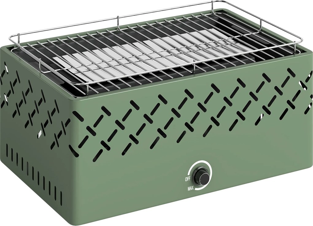 Outsunny Grătar Portabil pe Cărbune cu Ventilator Integrat pentru Exterior, Verde Deschis | Aosom Romania
