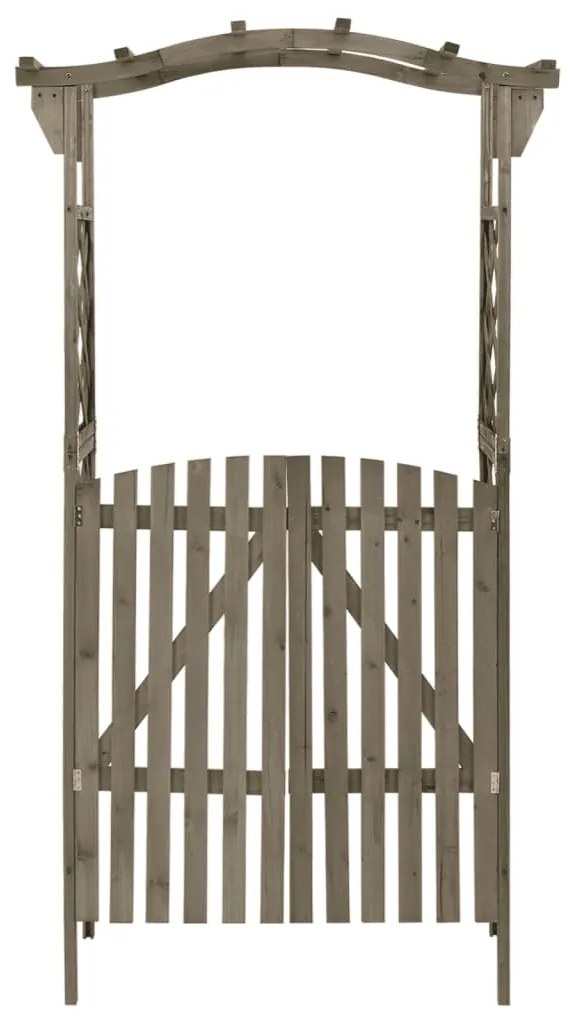 Pergola cu poarta, 116x40x204 cm, gri, lemn masiv de brad 1, Gri