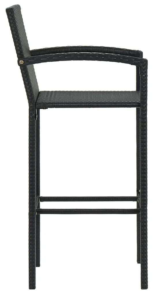 Set mobilier bar de gradina, 7 piese, negru, poliratan Negru, Lungime masa 130 cm, 7