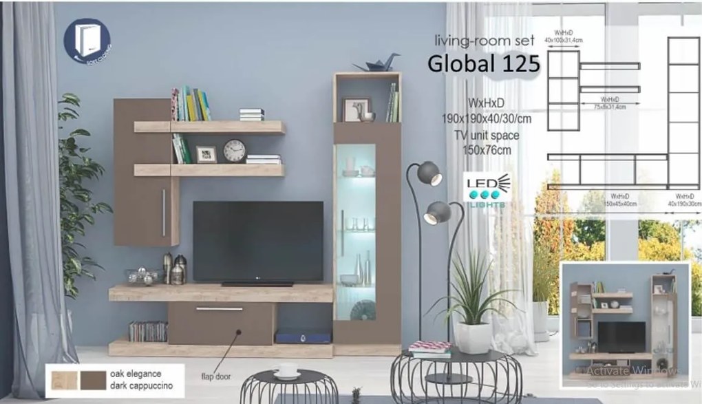 Living GLOBAL125 - stejar sonoma+capucino