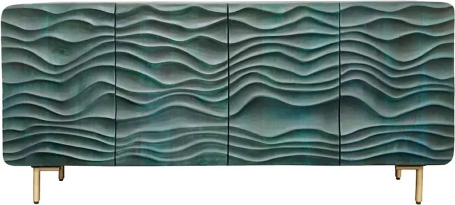 Comoda cu fronturi 3D design ondulat WAVE 160cm, turcoaz