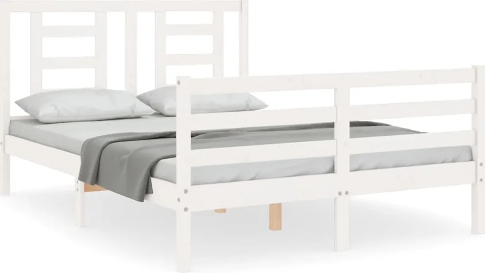 vidaXL Cadru de pat cu tăblie dublu mic, lemn masiv