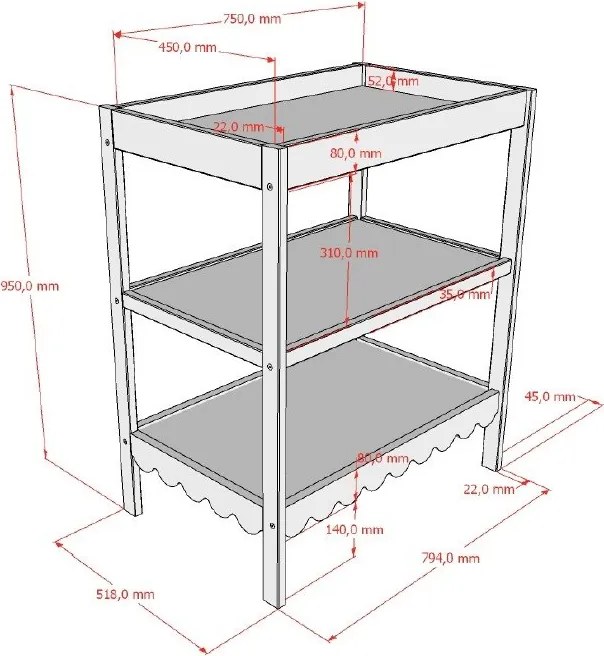 Masă de înfășat bej cu masă de schimbat Swingo – Vipack