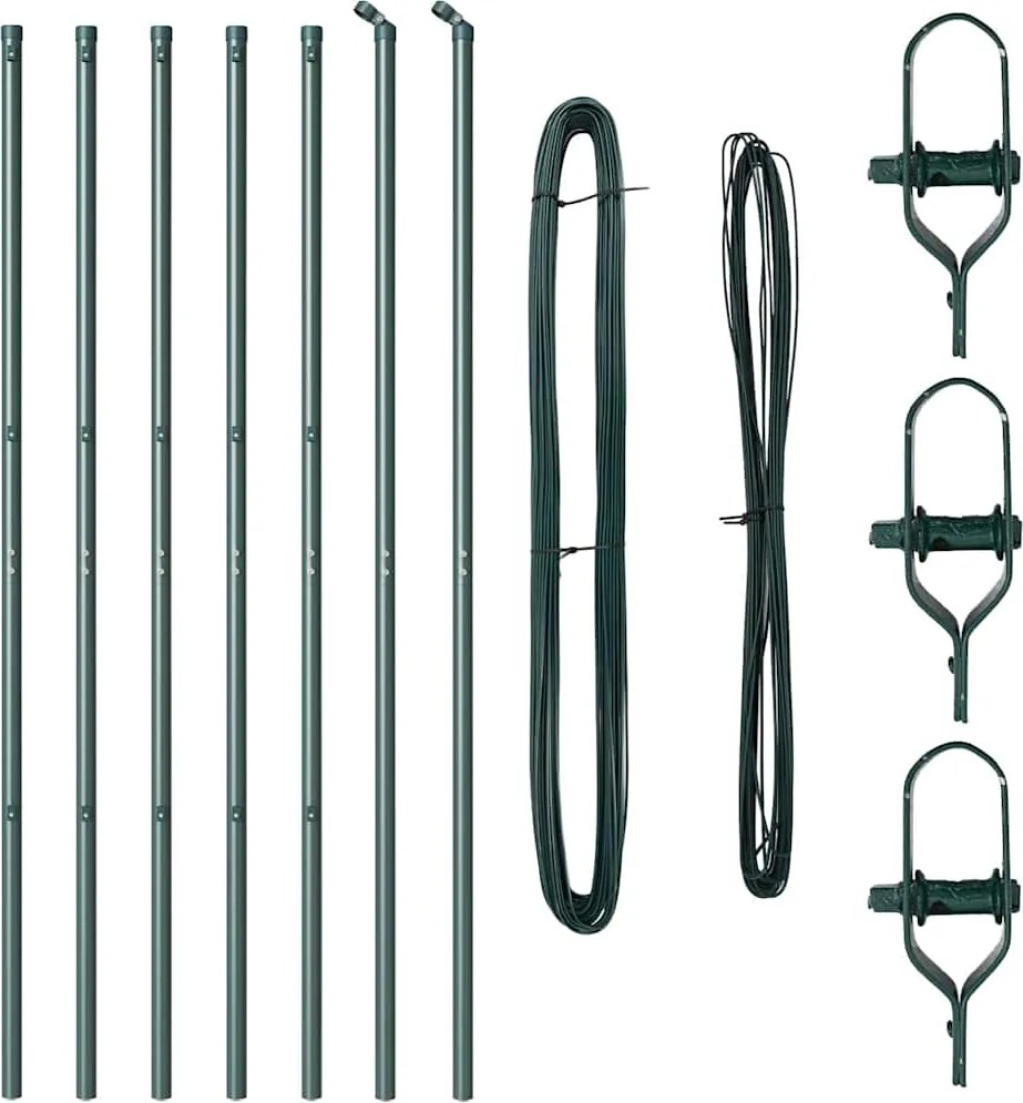 vidaXL Stâlp de gard. 7 pcs Verde Oțel