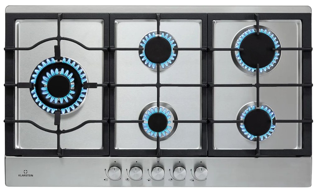 Ignito Chef Edition, 5 zone, plită pe gaz, 5 arzătoare, arzătoare Sabaf, suprafață din sticlă ceramică