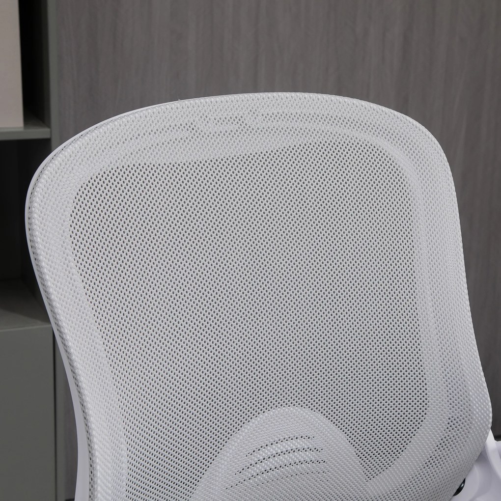 Vinsetto Scaun de birou ergonomic, cu înălțime reglabilă, suport picioare, brațe rabatabile, plasă respirabilă, 360° rotativ, gri/alb | Aosom Romania