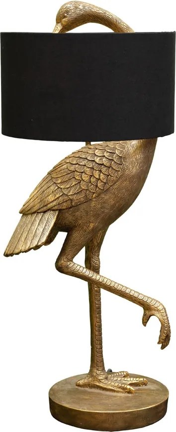 Lampa de masa, din rasina, cu abajur din bumbac, Golder Bird