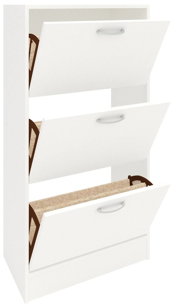 Pantofar Rin, 3 Usi, Alb, 63 x 30 x 120 cm