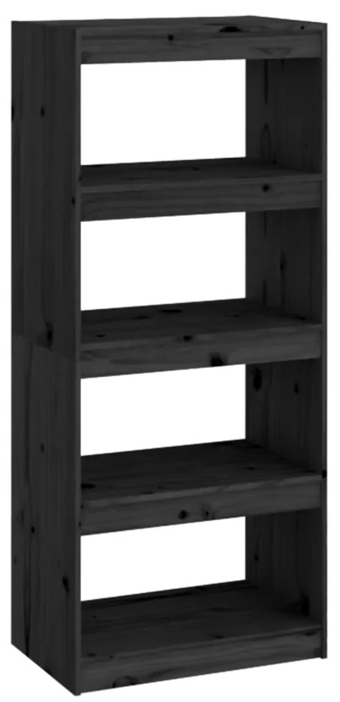 808172 vidaXL Bibliotecă/Separator cameră negru 60x30x135,5 cm lemn masiv pin