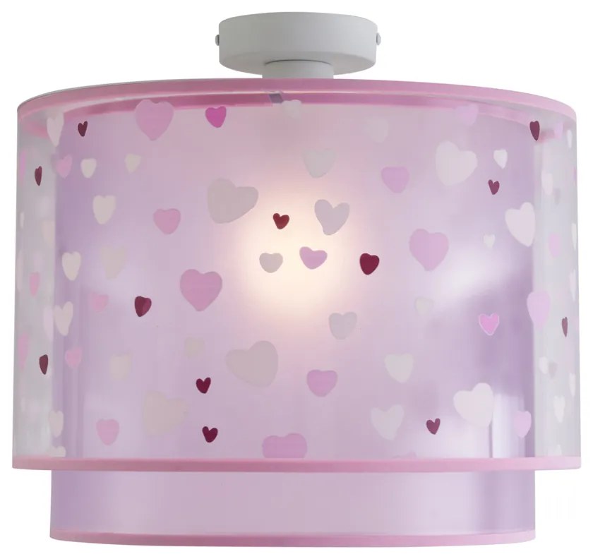 Plafonieră pentru copii roz cu inimioare - Harrie in Love