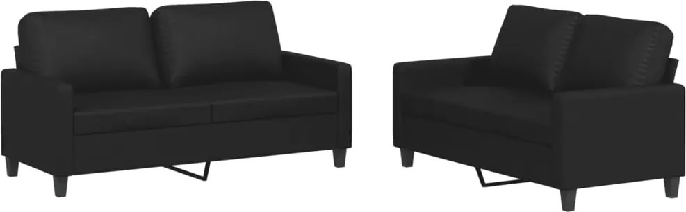 vidaXL Set de canapele cu perne, 2 piese, negru, piele ecologică