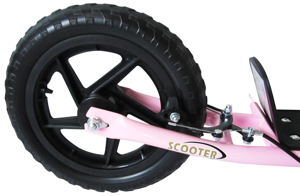 HOMCOM Trotinetă cu 2 Roți pentru Copii 5-12 Ani cu Frână Posterioară și Ghidon Reglabil, Trotinetă din Oțel și Plastic, 120x52x80-88 cm, Roz | Aosom Romania