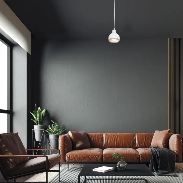 Lustră pe cablu OVAL 1xE27/60W/230V albă