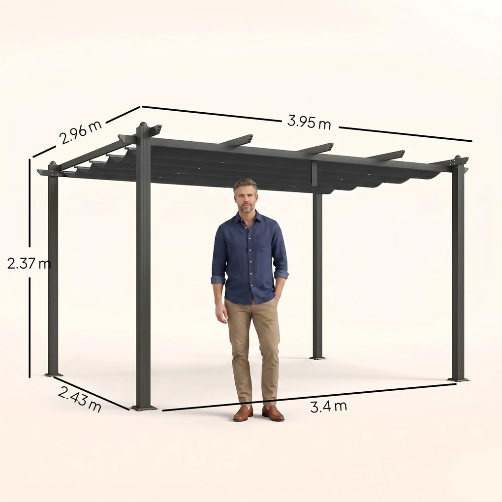 Outsunny Pergola cu Acoperis Retractabil de 3 x 4 (m) | Aosom Romania