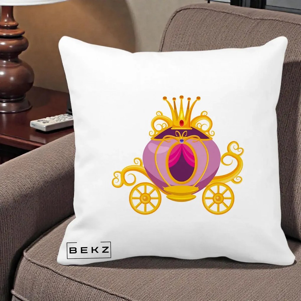 Perna Decorativa Trasura Regala Aurie, 40x40 cm, Alba Mata, Husa Detasabila, Perna Inclusa, BEKZ®