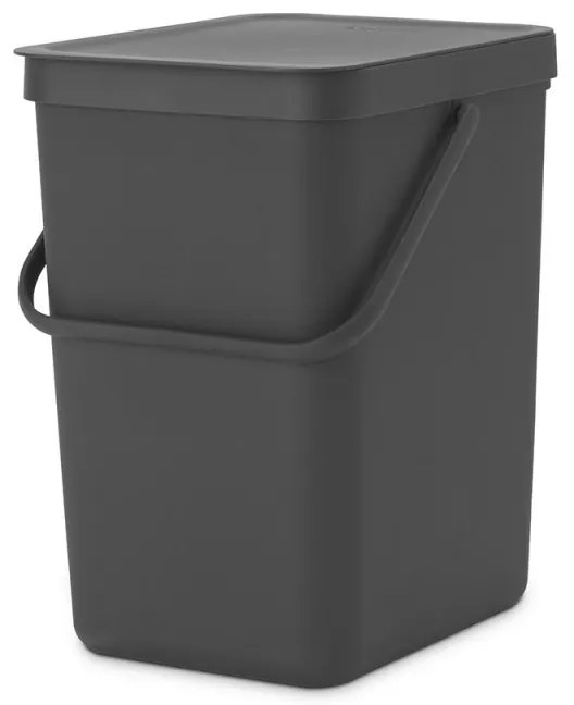 Cos de gunoi colectare selectiva Brabantia Sort&Go 1003237, 25 L, Maner, Montabil pe perete, Gri inchis