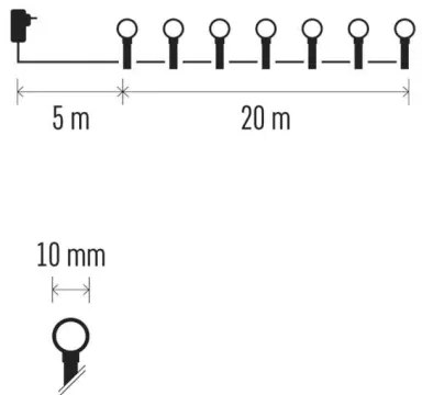 Ghirlandă LED de Crăciun 200xLED/8 funcții 20m IP44 alb cald