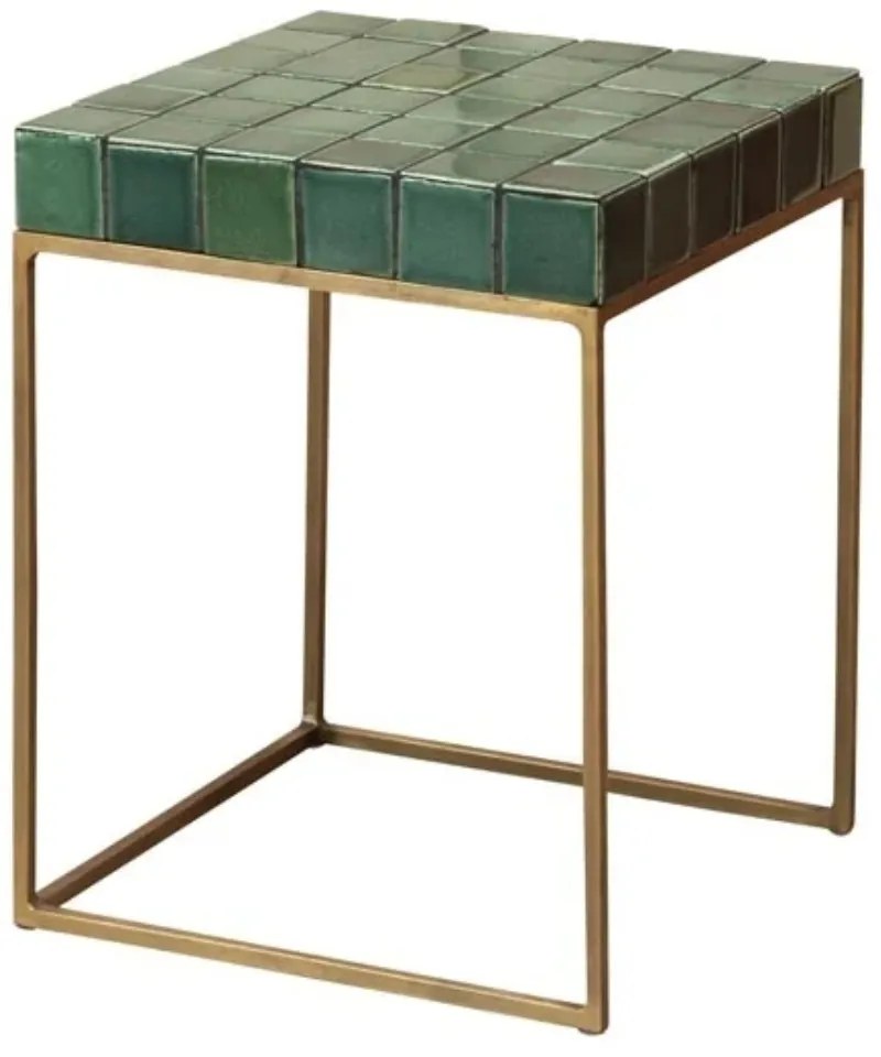 Masuta laterala, din metal si ceramica, green Porto