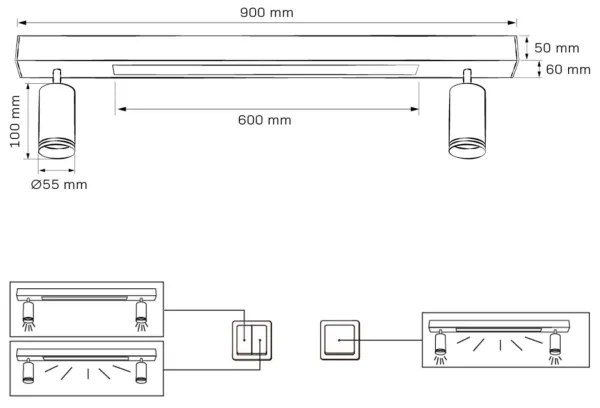 Plafonieră LED PARIS LED/24W/230V + 2xGU10/10W negru