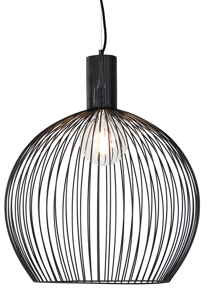 Lampă suspendată rotundă inteligentă neagră 50 cm incl. Wifi G95 - Dos