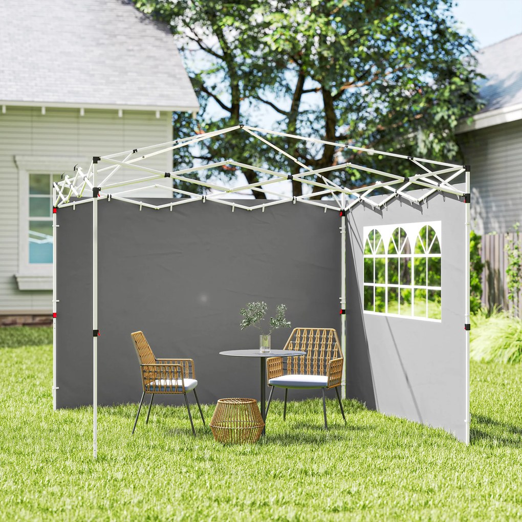 Outsunny Panouri laterale pentru tonelă 3 x 3 m panouri pentru pavilion cu fereastră set de 2 țesătură Oxford gri deschis | Aosom Romania