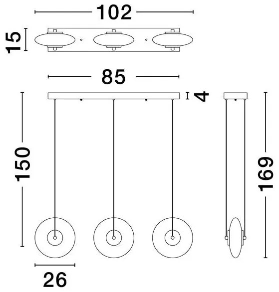 Lustra LED suspendata design modern decorativ SKIA 3L