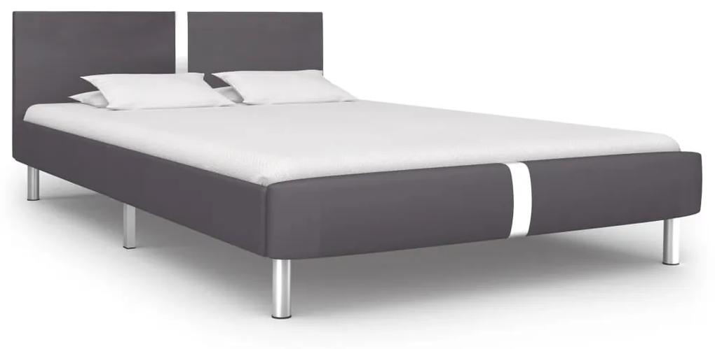 280838 vidaXL Cadru de pat, gri, 140 x 200 cm, piele ecologică